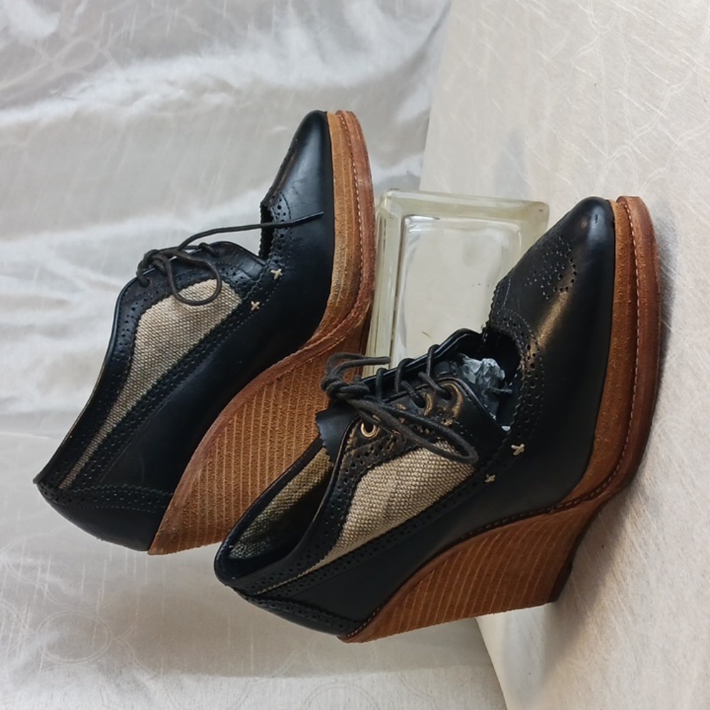Rag and Bone Oxford Linen and Leather Wedges